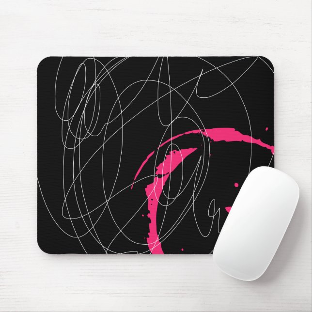 Modern minimal abstract scribble line art mouse mat (With Mouse)