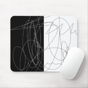 Modern minimal abstract scribble line art mouse mat
