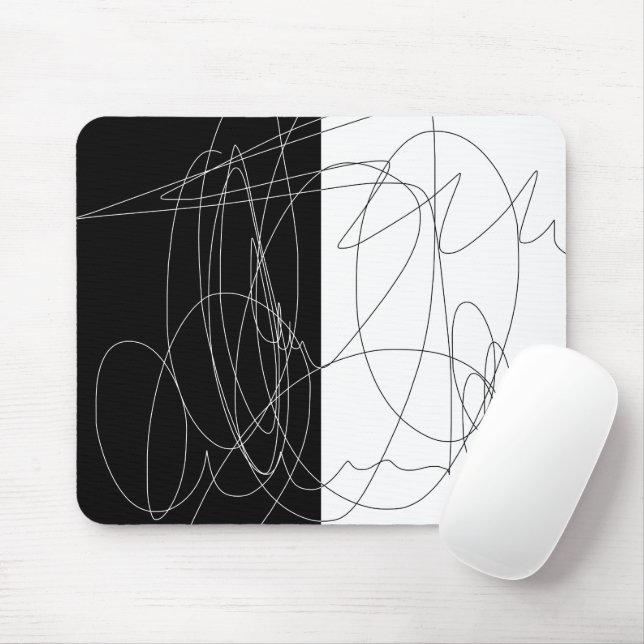 Modern minimal abstract scribble line art mouse mat (With Mouse)