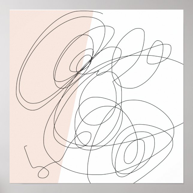 Modern minimal abstract scribble line art poster (Front)