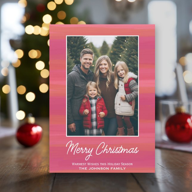 Modern Minimal Abstract Watercolor Vertical Photo Holiday Card (Modern Christmas Photo Greeting Card)