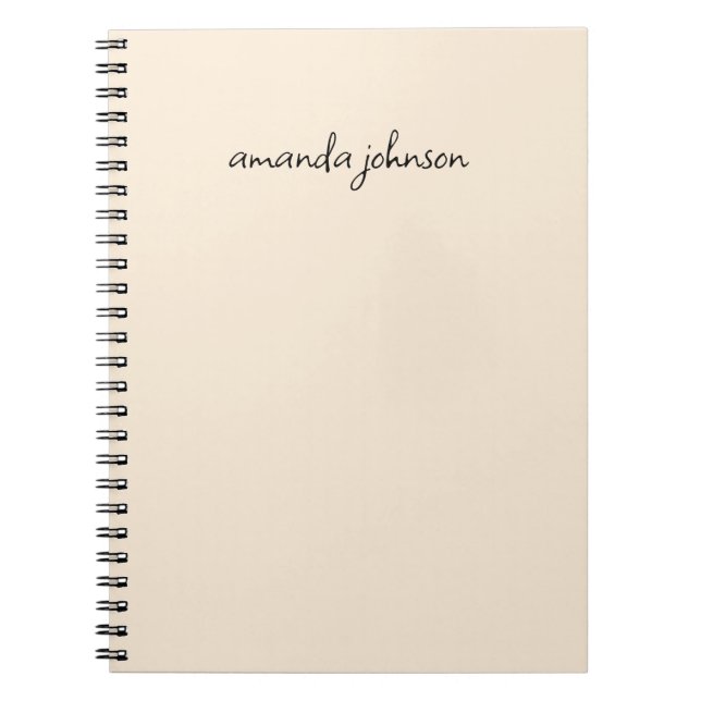 Modern Minimal Add Full Name Monogram on Cream Notebook (Front)