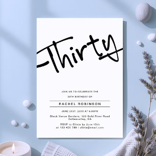 Modern Minimal Adult Thirty 30th Birthday Party Invitation