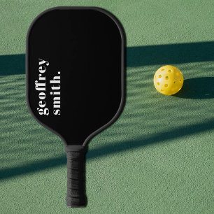 Modern Minimal All Black Custom Name Pickleball Paddle