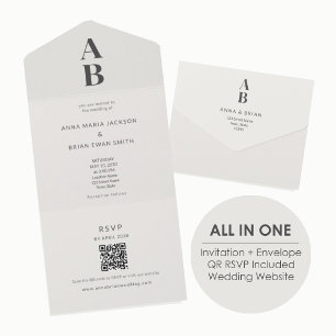Modern Minimal All-in-One Wedding Invitation