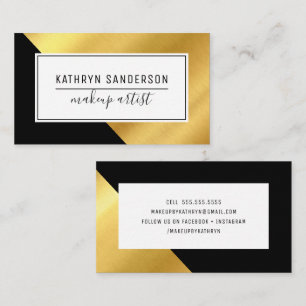 MODERN MINIMAL ANGLE gold corner black white Business Card