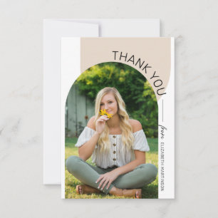 Modern Minimal Arch 2 Photo Graduation Thank You Card