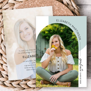 Modern Minimal Arch 2 Photo Sage Graduation Invitation