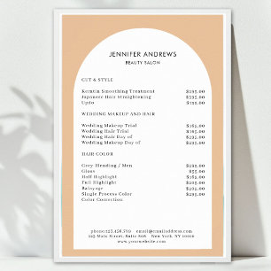 Modern Minimal Arch Brown White Salon Price List Poster