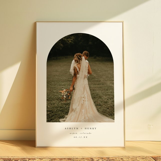 Modern Minimal Arch Couple Photo Wedding Poster (Creator Uploaded)