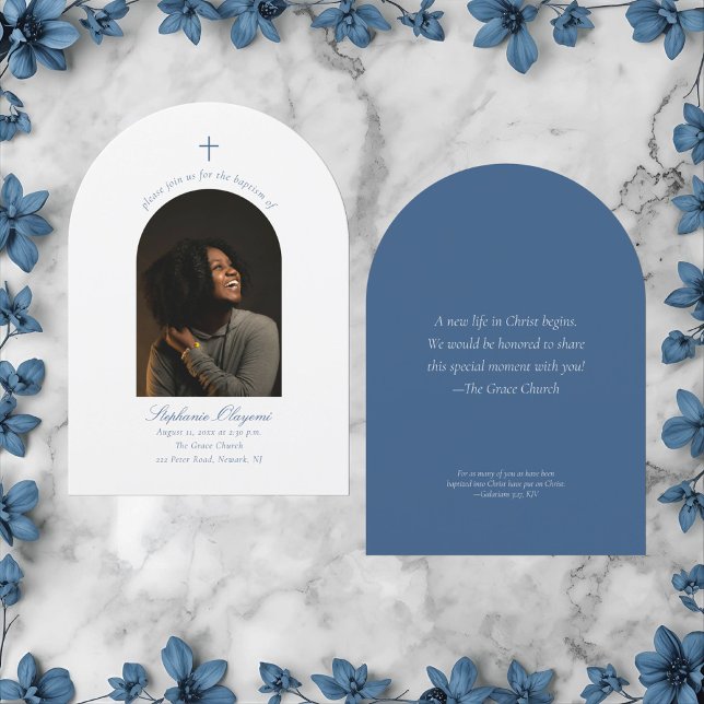 Modern Minimal Arch Photo Christian Adult Baptism Invitation (Creator Uploaded)