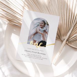 Modern Minimal Arch Photo First Birthday