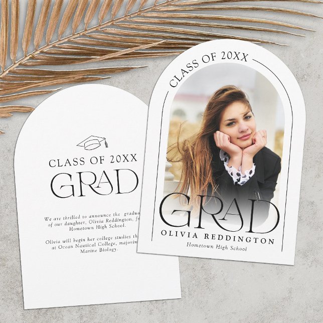 Modern Minimal Arch Photo Graduation Announcement (Creator Uploaded)