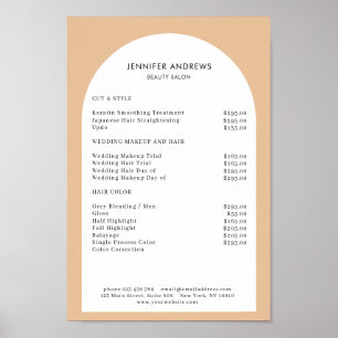 Modern Minimal Arch Salon Price List Poster