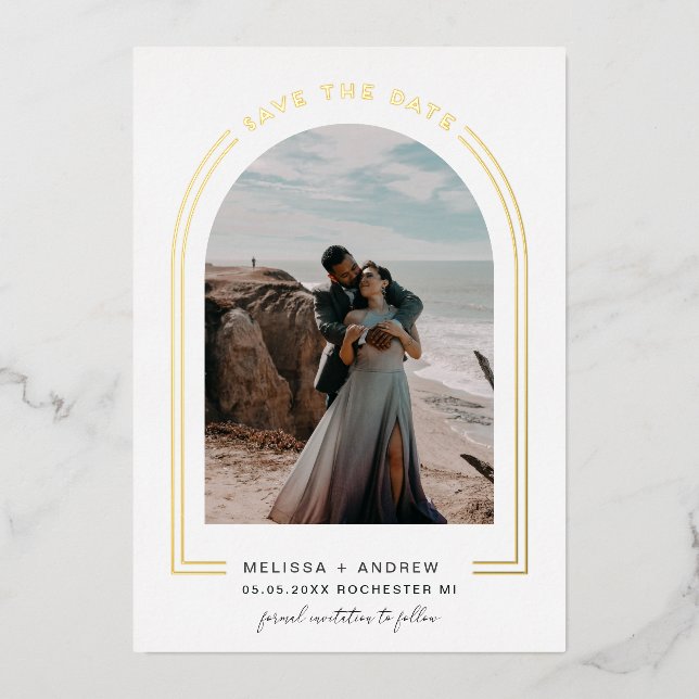 Modern Minimal Arch Save The Date (Front)