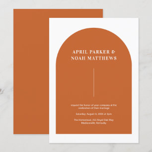 Modern Minimal Arch Shape Typography Burnt Orange Invitation