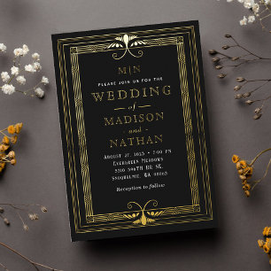 Modern Minimal Art Deco Wedding Invitation