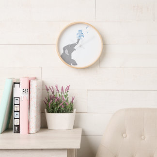 Modern Minimal Baby Grey Elephant, 10" Round Clock