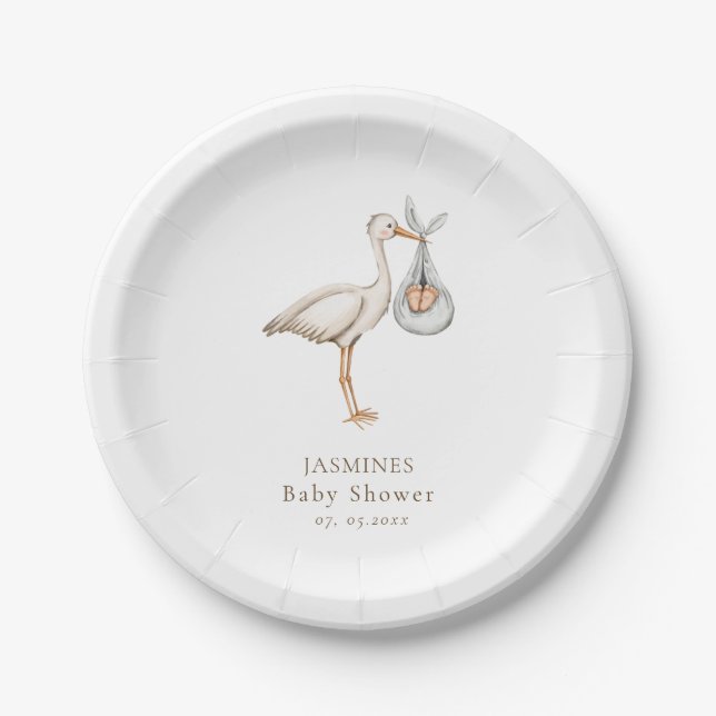 modern minimal baby shower  paper plate (Front)