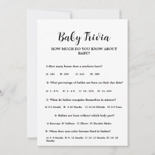 Modern Minimal Baby trivia Baby shower game Card