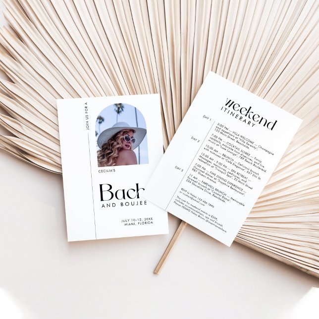 Modern Minimal "Bach & Boujee" Bachelorette Photo Invitation (Creator Uploaded)