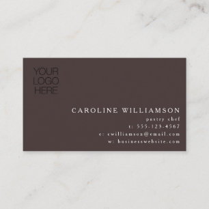 Modern Minimal Baker Pastry Chef Logo Photo Brown Business Card