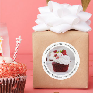 Modern Minimal Bakery Custom Photo White Classic Round Sticker