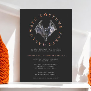 Modern minimal  bat Halloween costume party  Invitation