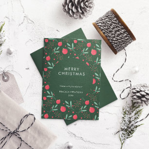 Modern Minimal Bauble Pattern Corporate Christmas  Holiday Card