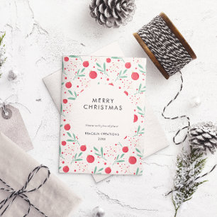 Modern Minimal Bauble Pattern Corporate Christmas  Holiday Card