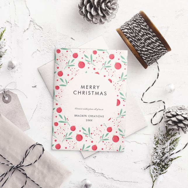 Modern Minimal Bauble Pattern Corporate Christmas  Holiday Card (Creator Uploaded)