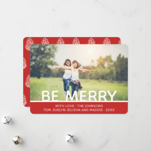 Modern Minimal Be Merry Photo Holiday Card