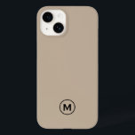 Modern Minimal Beige Monogram Case-Mate iPhone 14 Case<br><div class="desc">Modern Minimalist Beige Black Monogram Emblem Phone Case. Simple black and beige monogram emblem with monogrammed initial in modern typography on a simple plain solid beige background.</div>