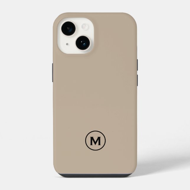 Modern Minimal Beige Monogram iPhone Case (Back)