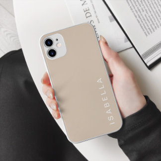 Modern Minimal Beige Personalised Name iPhone 15 Pro Max Case