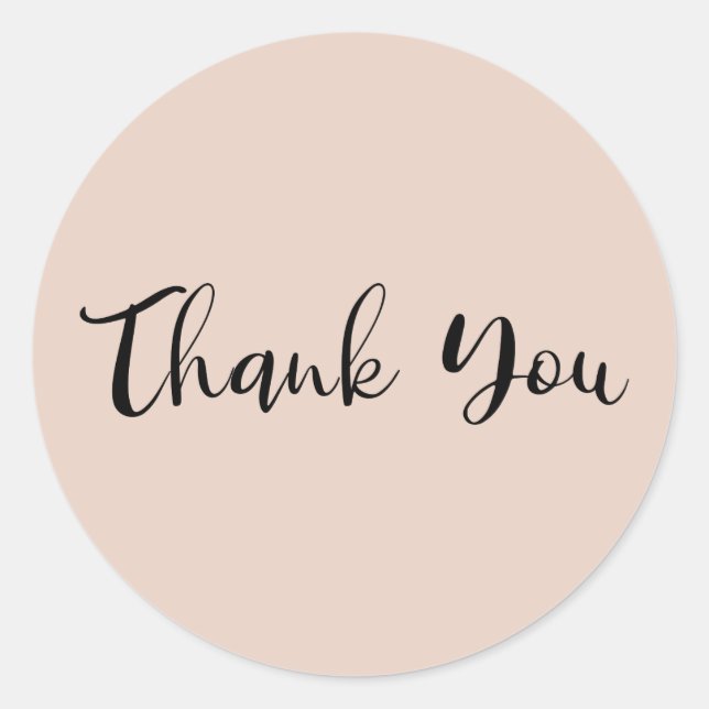 Modern Minimal Beige Pink Thank You Party Wedding Classic Round Sticker (Front)