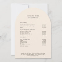 Modern, Minimal, Beige, Salon Price List Card