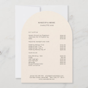Modern, Minimal, Beige, Salon Price List  Invitation