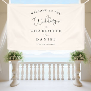 Modern, minimal, beige wedding banner
