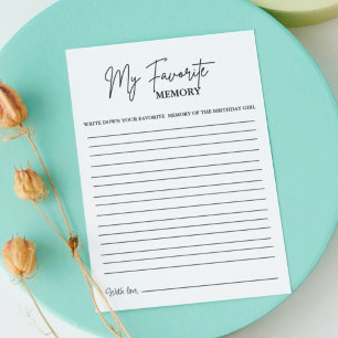 Modern Minimal Birthday Favourite memory game card