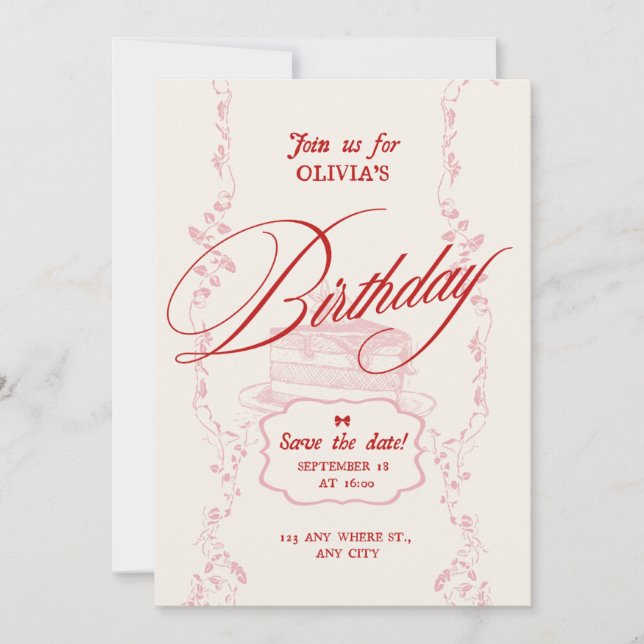Modern Minimal Birthday Invitation |Girls Birthday (Front)