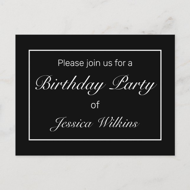 Modern Minimal Birthday Party Invitation Postcard (Front)
