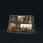 Modern minimal black 11 photo botanical family holiday card<br><div class="desc">Merry Christmas. Modern minimal multi photo watercolor foliage script holiday card. Hand painted eucalyptus,  minimal foliage and modern rustic rattan wreath give this holiday card a luxurious feel. In classy sage green,  black,  green,  browns and greys. Year in review 11 photo design.</div>