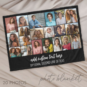 Modern Minimal Black - 20 Photo Collage Fleece Blanket