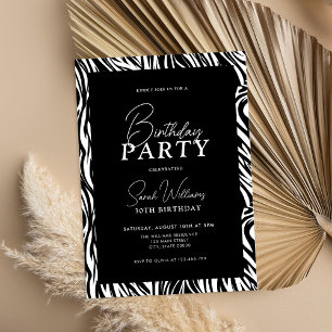 Modern Minimal Black and White 30th Birthday Invitation
