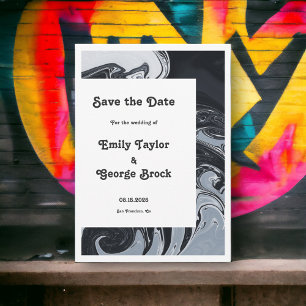 Modern Minimal Black And White Abstract Wedding Save The Date