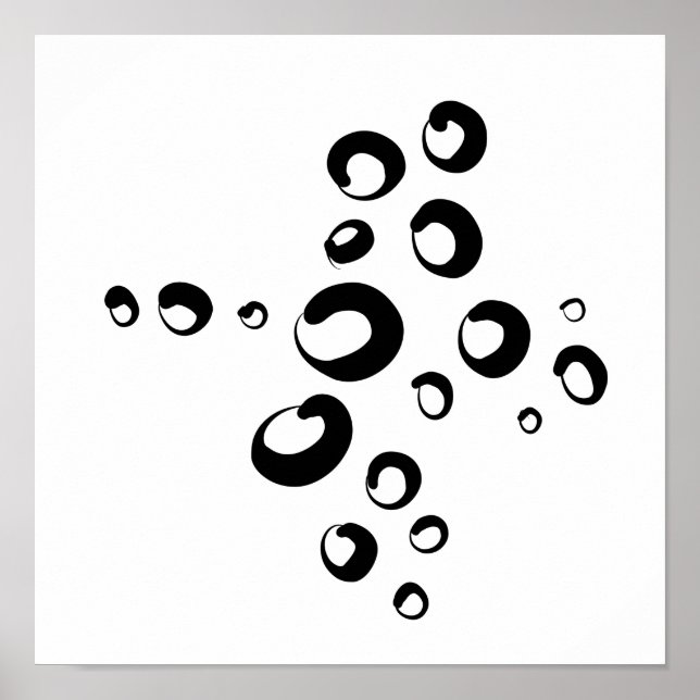 Modern Minimal Black and White Circles Abstract Poster (Front)