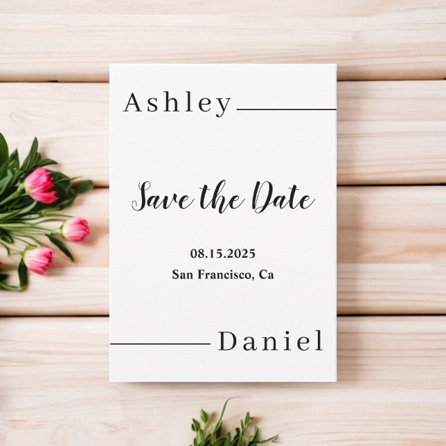 Modern Minimal Black And White Elegant Wedding Save The Date (Creator Uploaded)
