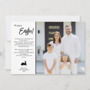 Modern Minimal Black And White Family Photo Easter Card
