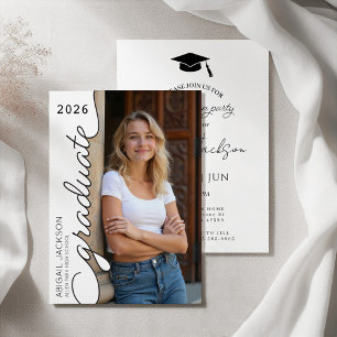 Modern Minimal Black and White Graduation Party Invitation